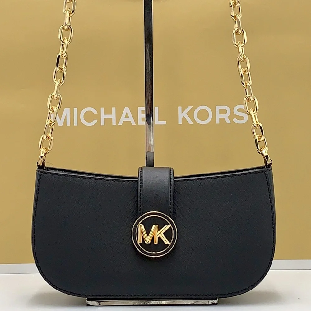 MICHAEL KORS Carmen Small Shoulder Pochette Bag Black NWT